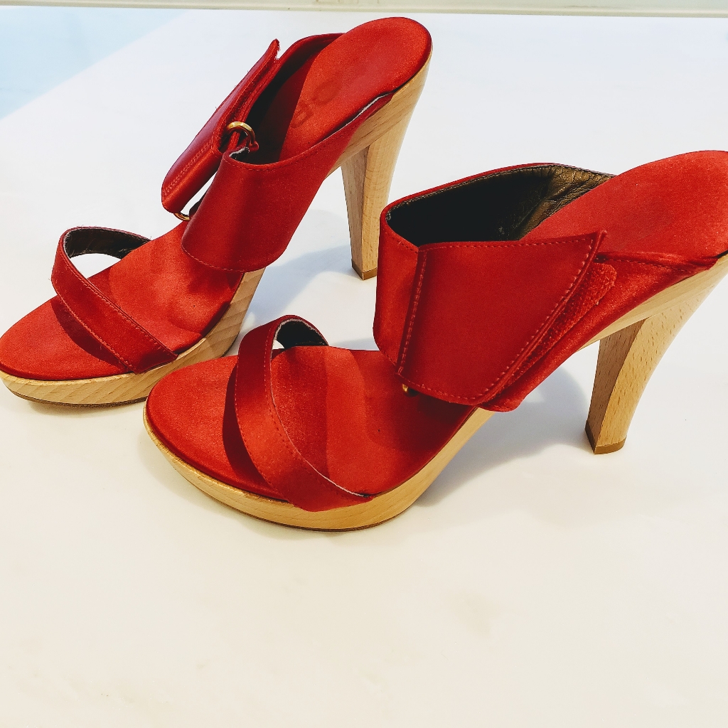 Vintage Kors Luxe Red Satin Mules
